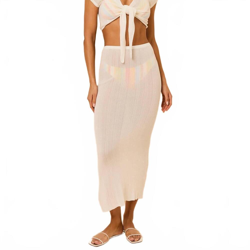 NEW SOLID & STRIPED rianne midi skirt in optic white